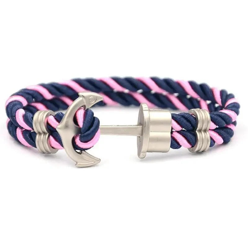 Men's Navy Blue Anchor Bracelet - Handmade Nautical Rope Jewelry