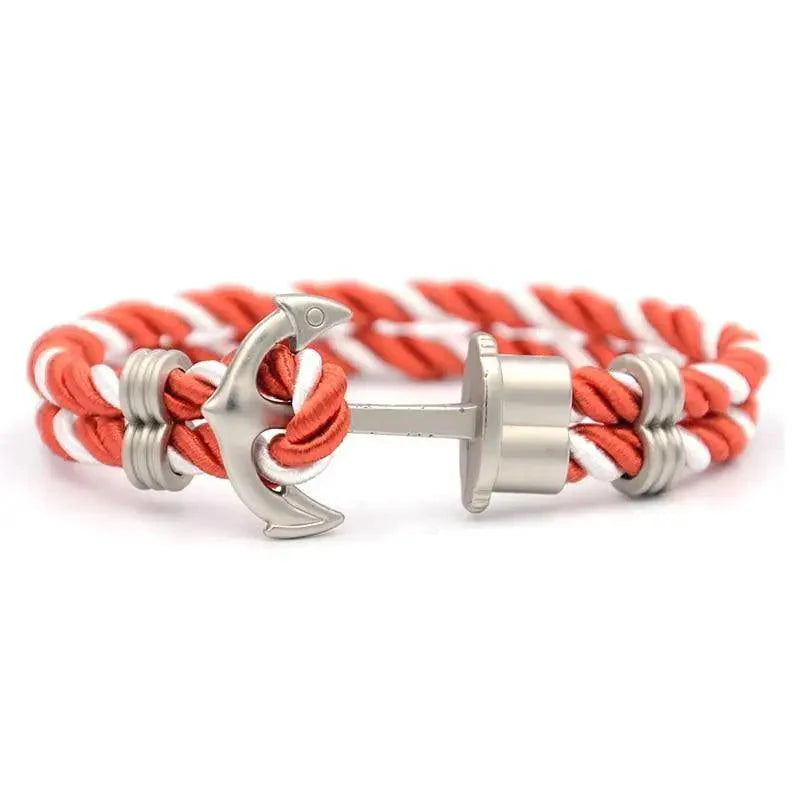 Men's Navy Blue Anchor Bracelet - Handmade Nautical Rope Jewelry