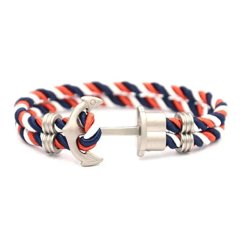 Men's Navy Blue Anchor Bracelet - Handmade Nautical Rope Jewelry
