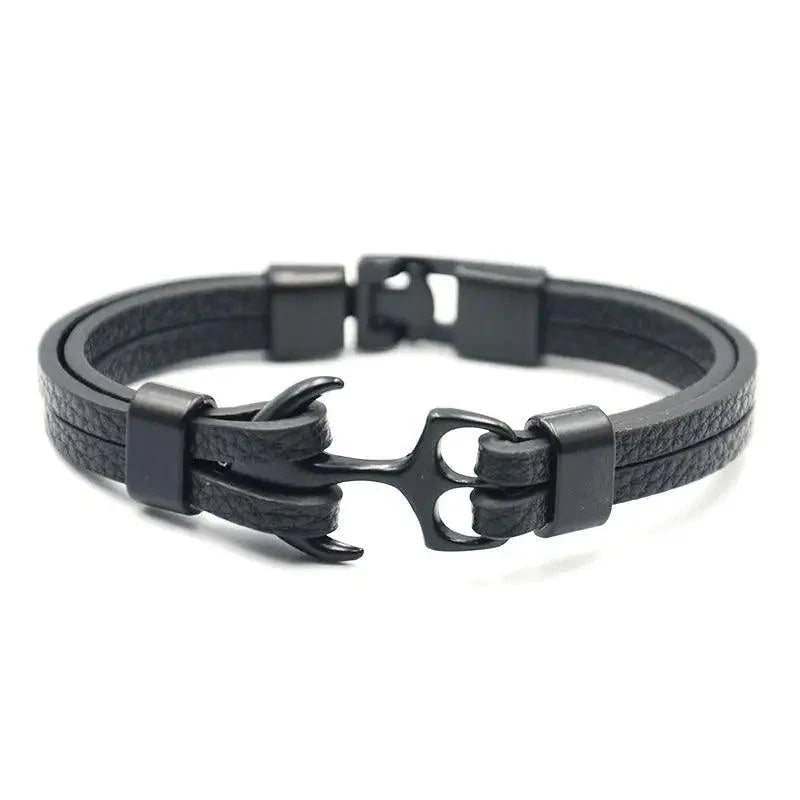 Men's Navy Blue Anchor Bracelet - Handmade Nautical Rope Jewelry