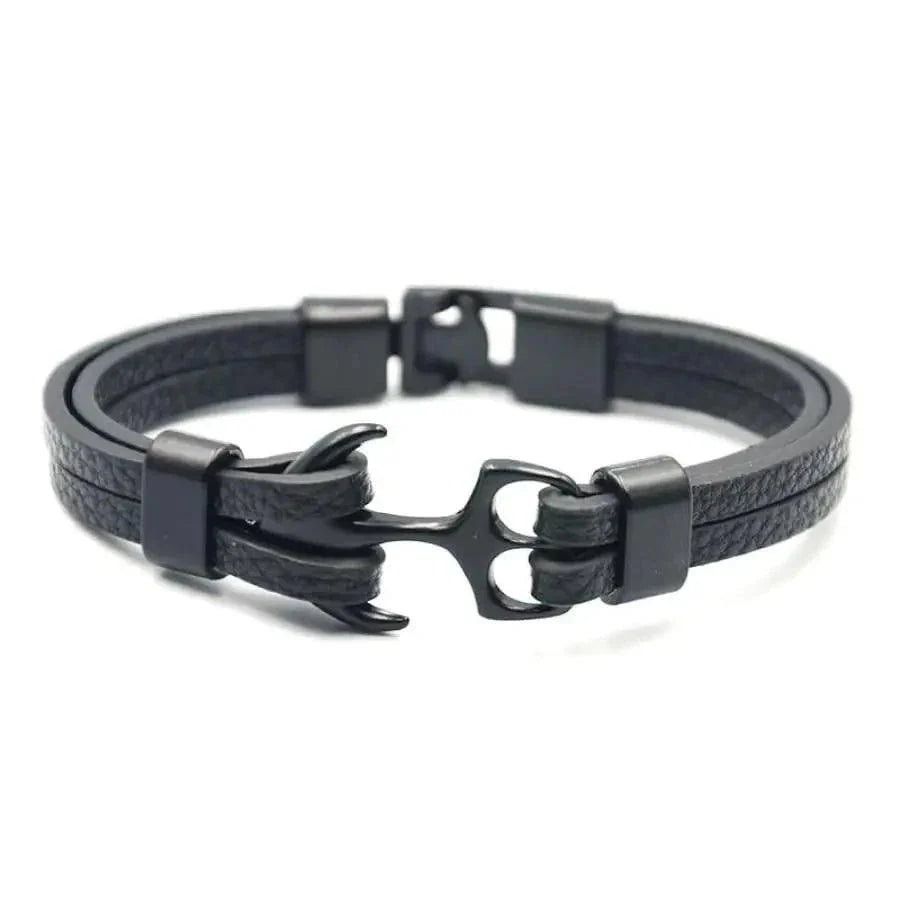 Men's Navy Blue Anchor Bracelet - Handmade Nautical Rope Jewelry