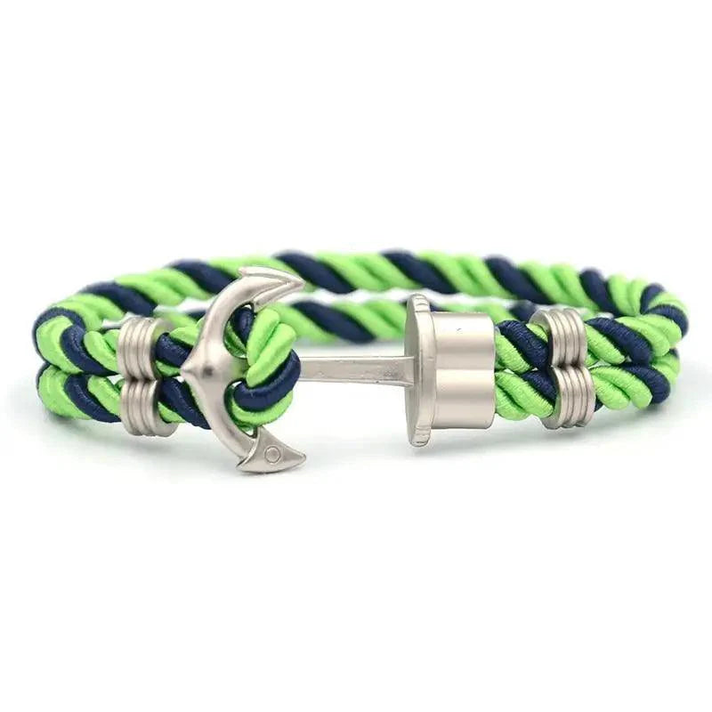 Men's Navy Blue Anchor Bracelet - Handmade Nautical Rope Jewelry