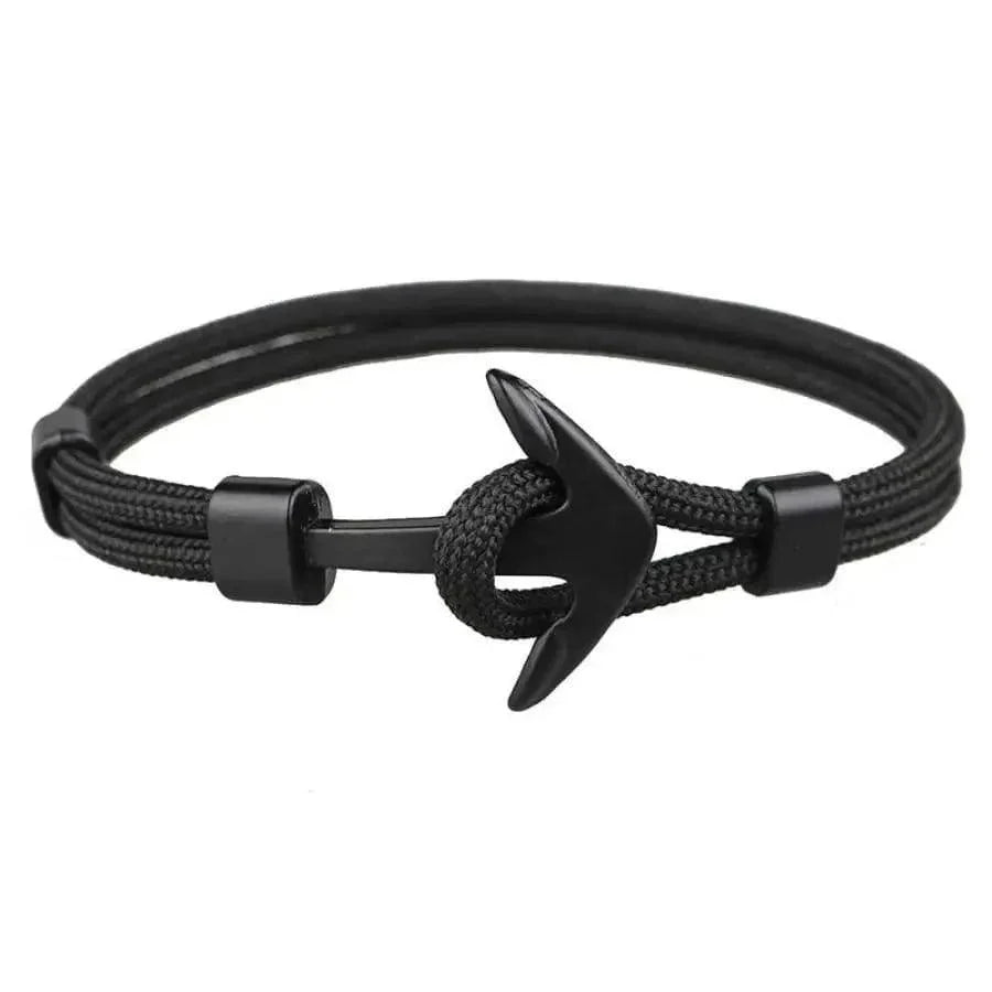 Men's Navy Blue Anchor Bracelet - Handmade Nautical Rope Jewelry
