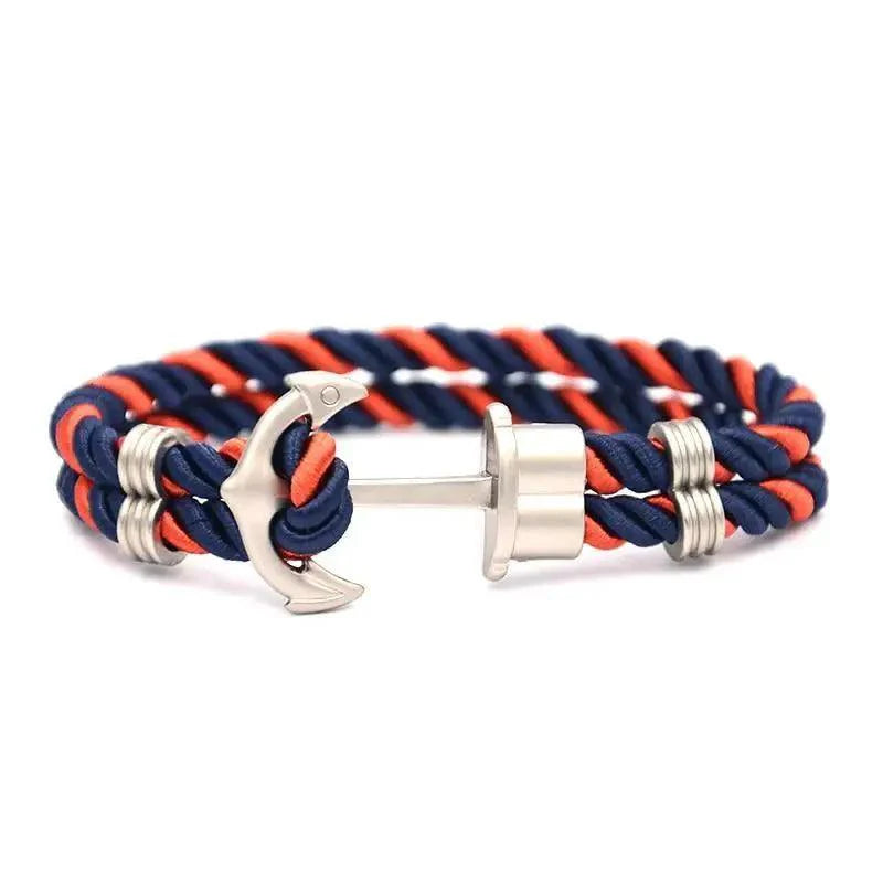 Men's Navy Blue Anchor Bracelet - Handmade Nautical Rope Jewelry