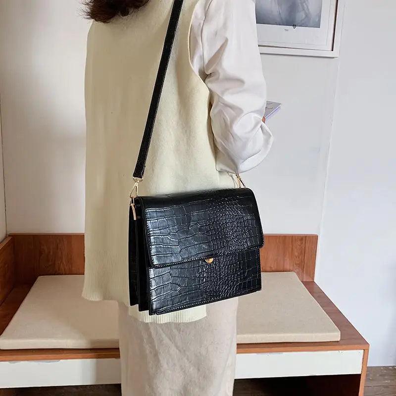 Elegant Modern Girls Messenger Bag with Chain Strap Details