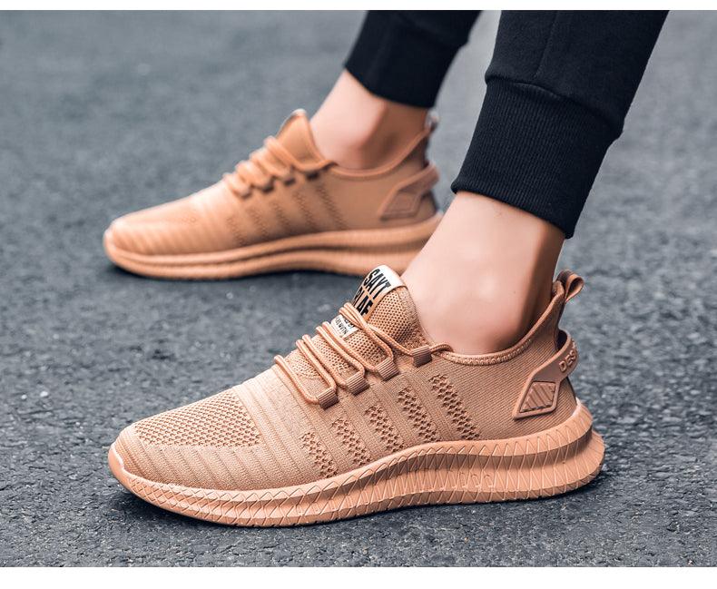 Men's platform running trainers available in black and tan