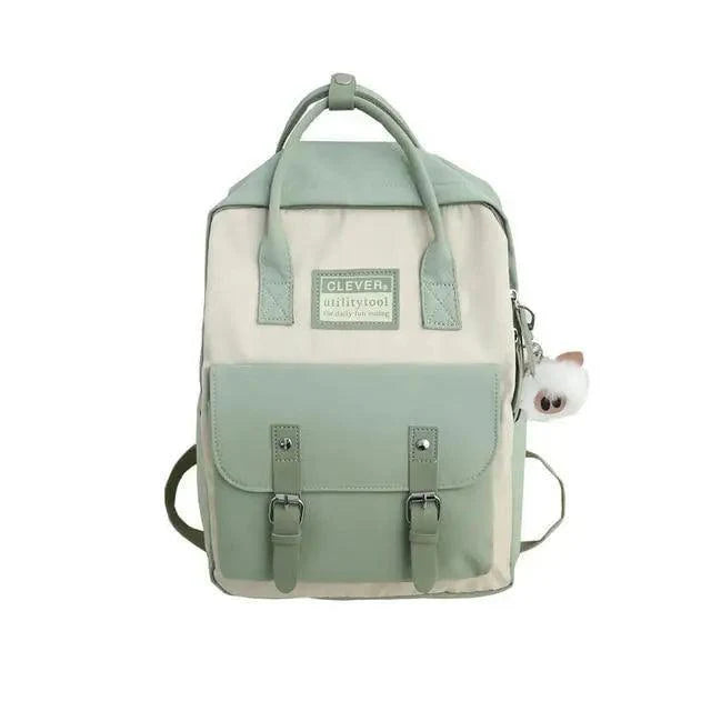 Waterproof Candy Color Patchwork School Backpack for Girls & Women