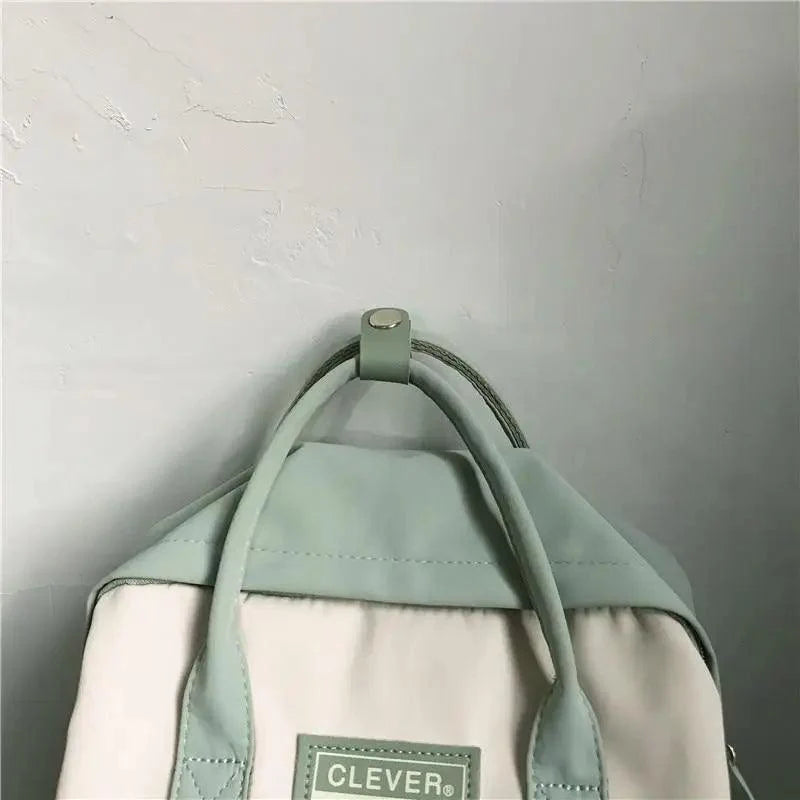 Waterproof Candy Color Patchwork School Backpack for Girls & Women