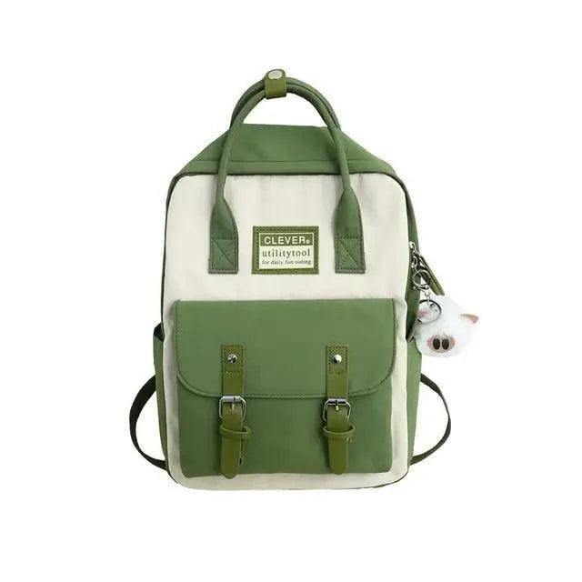 Waterproof Candy Color Patchwork School Backpack for Girls & Women