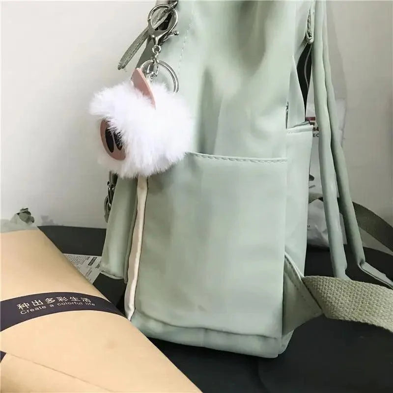 Waterproof Candy Color Patchwork School Backpack for Girls & Women