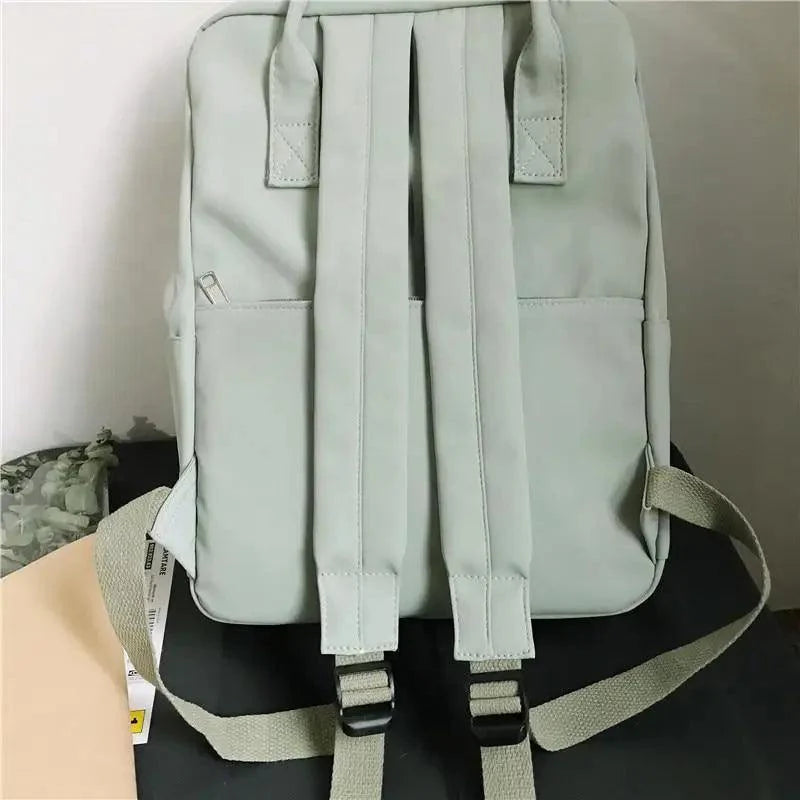 Waterproof Candy Color Patchwork School Backpack for Girls & Women