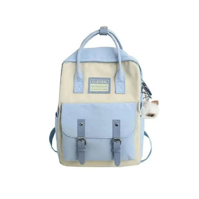 Waterproof Candy Color Patchwork School Backpack for Girls & Women
