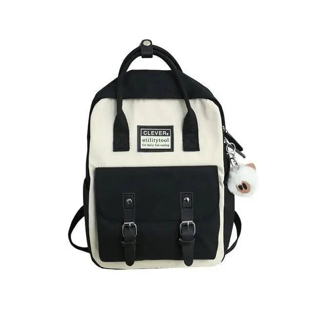 Waterproof Candy Color Patchwork School Backpack for Girls & Women