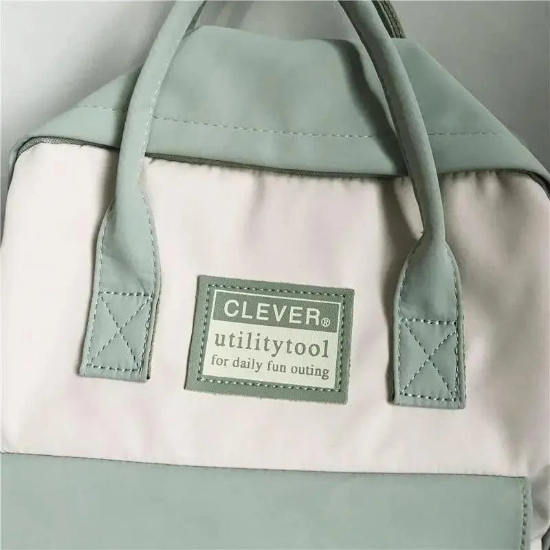 Waterproof Candy Color Patchwork School Backpack for Girls & Women