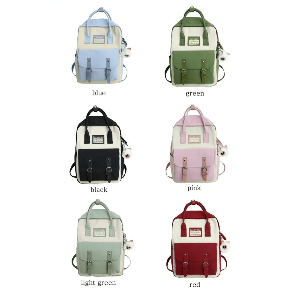 Waterproof Candy Color Patchwork School Backpack for Girls & Women