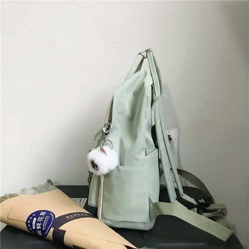 Waterproof Candy Color Patchwork School Backpack for Girls & Women