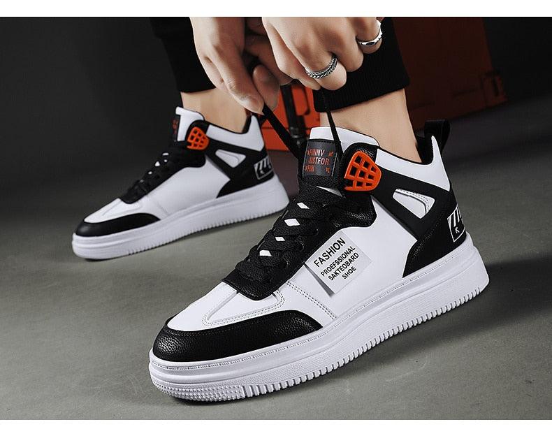 Men's Leather High Top Platform Sneakers – Streetwear Vulcanized