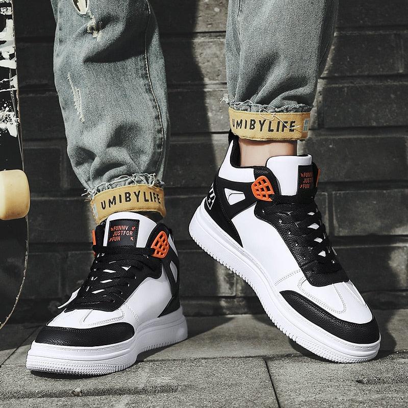 Men's Leather High Top Platform Sneakers – Streetwear Vulcanized