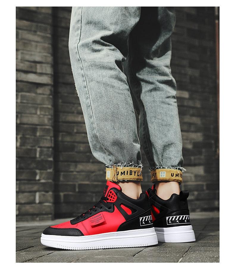 Men's Leather High Top Platform Sneakers – Streetwear Vulcanized