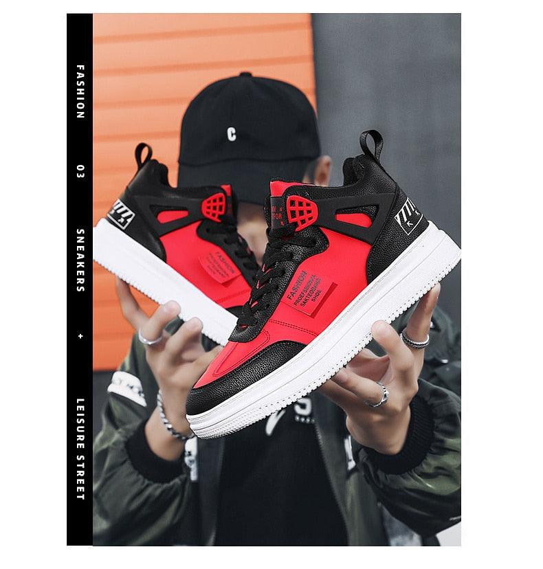 Men's Leather High Top Platform Sneakers – Streetwear Vulcanized