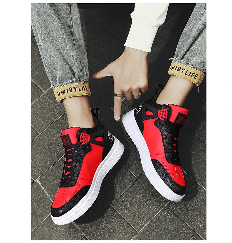 Men's Leather High Top Platform Sneakers – Streetwear Vulcanized