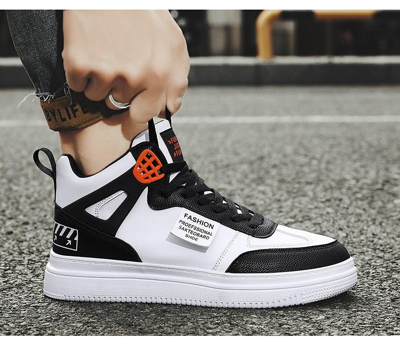 Men's Leather High Top Platform Sneakers – Streetwear Vulcanized