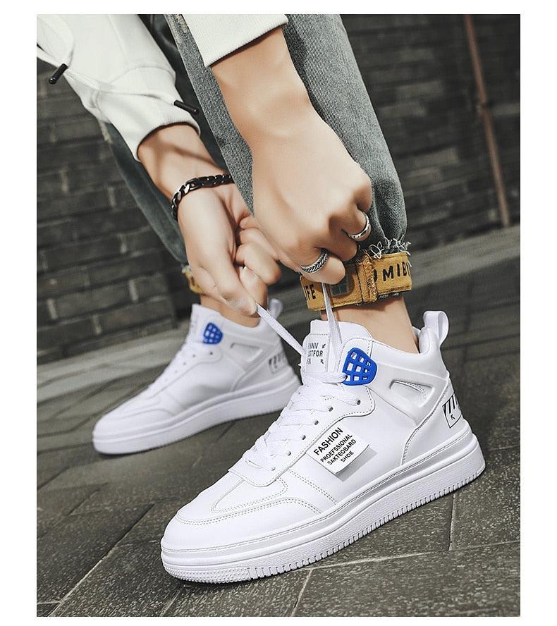 Men's Leather High Top Platform Sneakers – Streetwear Vulcanized