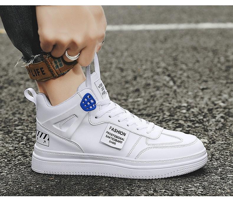 Men's Leather High Top Platform Sneakers – Streetwear Vulcanized