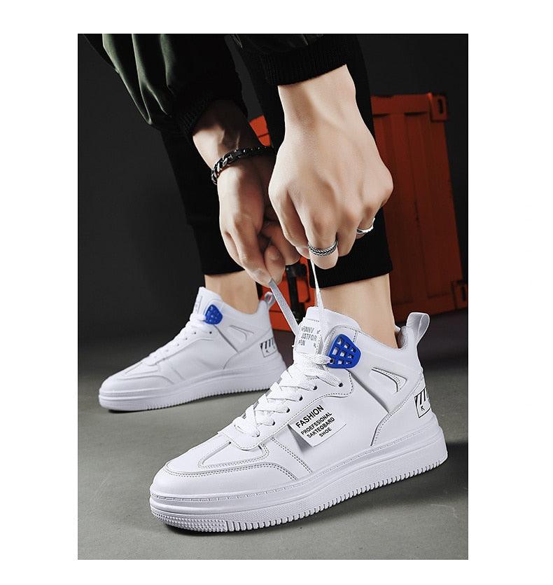 Men's Leather High Top Platform Sneakers – Streetwear Vulcanized