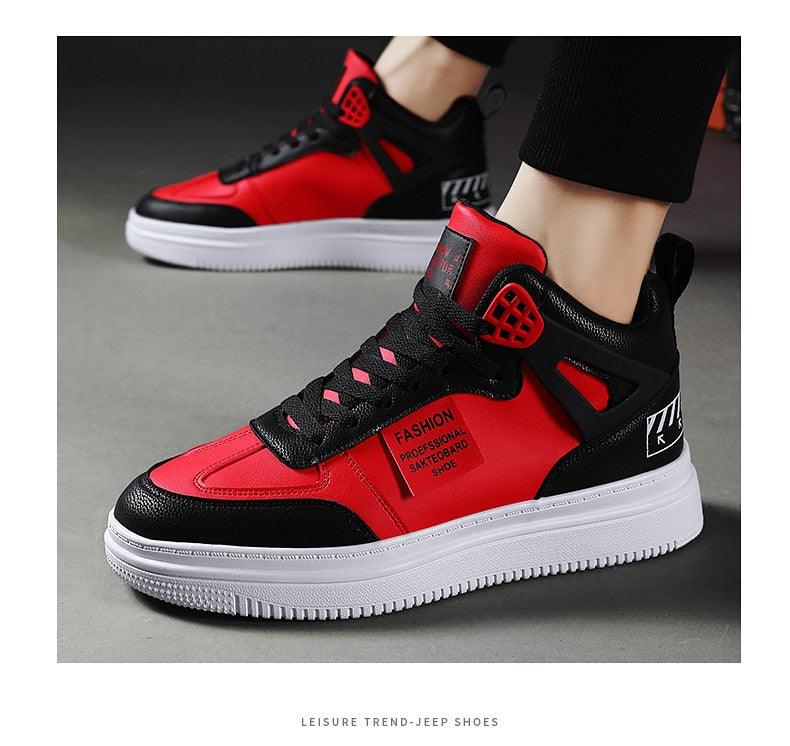 Men's Leather High Top Platform Sneakers – Streetwear Vulcanized