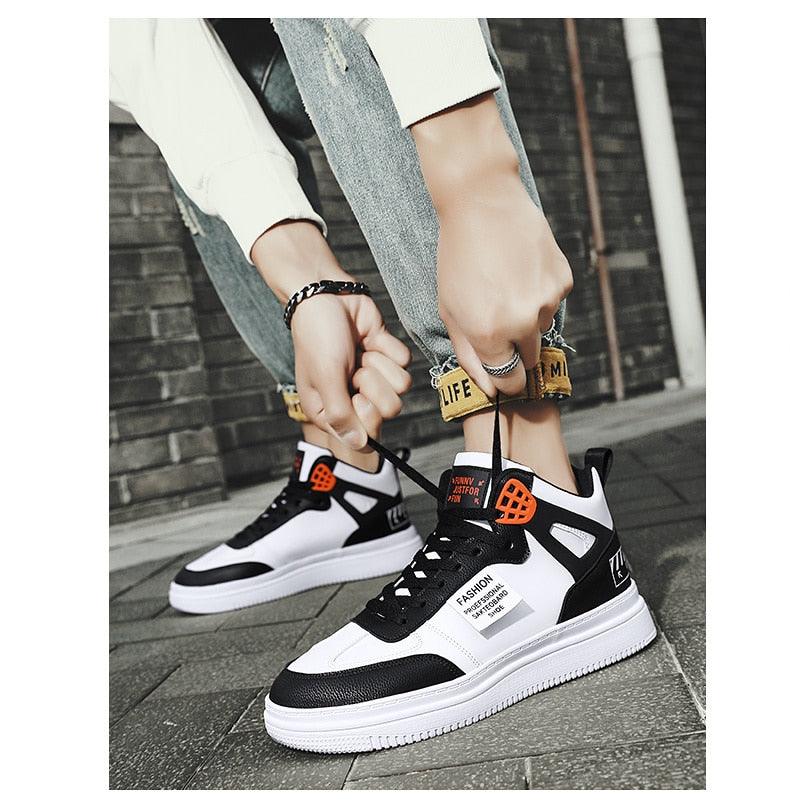 Men's Leather High Top Platform Sneakers – Streetwear Vulcanized