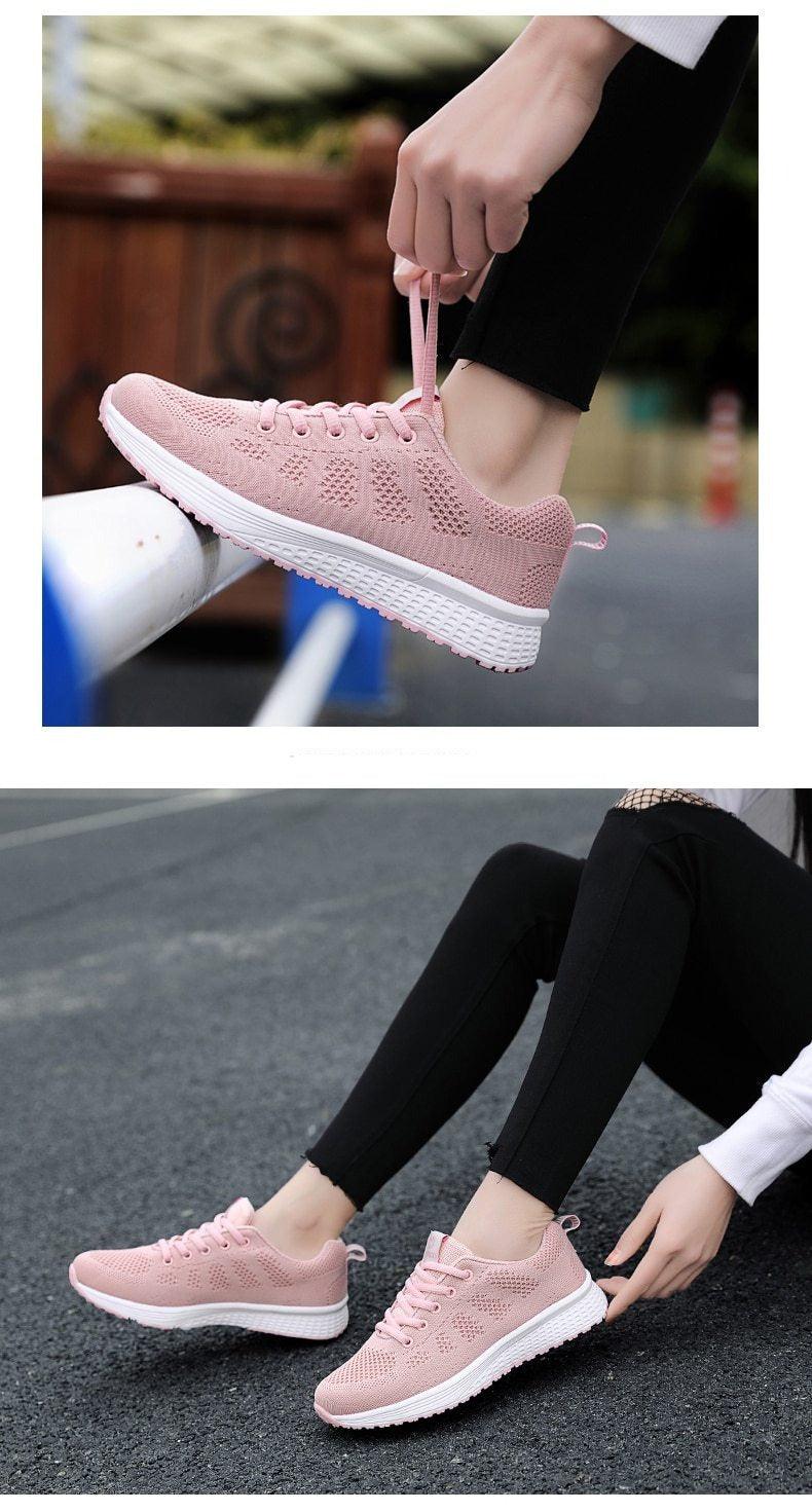 Women’s Breathable Mesh Athletic Sneakers – Casual Tennis Shoes