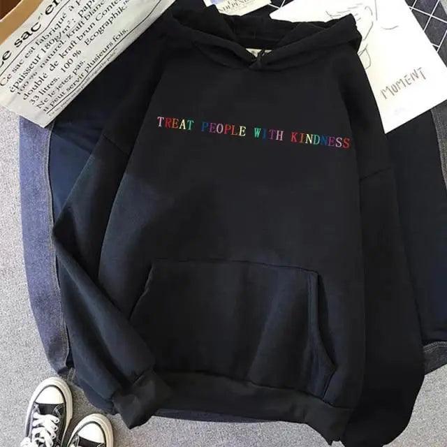 Treat People With Kindness Vintage Letter Print Unisex Hoodie