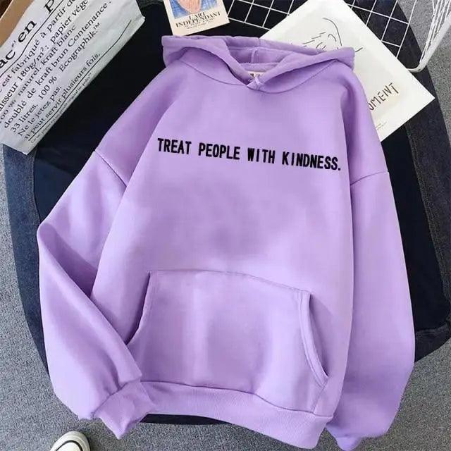 Treat People With Kindness Vintage Letter Print Unisex Hoodie