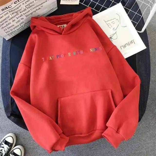 Treat People With Kindness Vintage Letter Print Unisex Hoodie