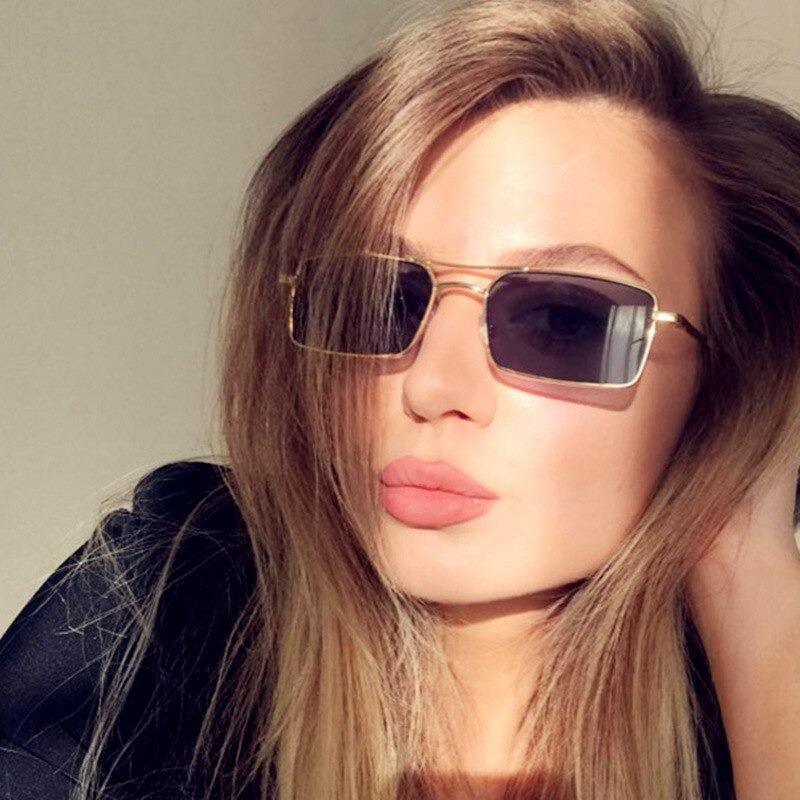 Rimless Square Sunglasses for Women and Men Lightweight Metal