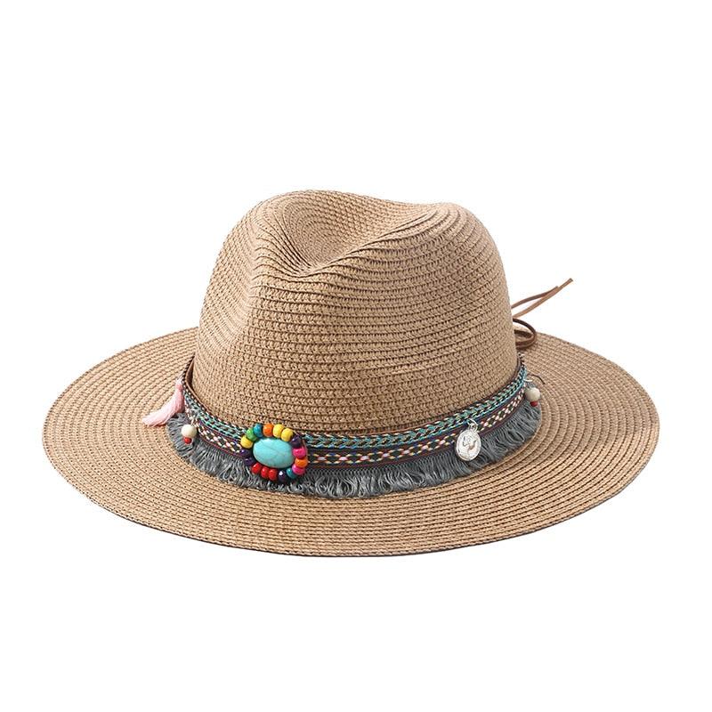 Elegant Tassel Straw Bucket Hat - Foldable Beach Sun Hat