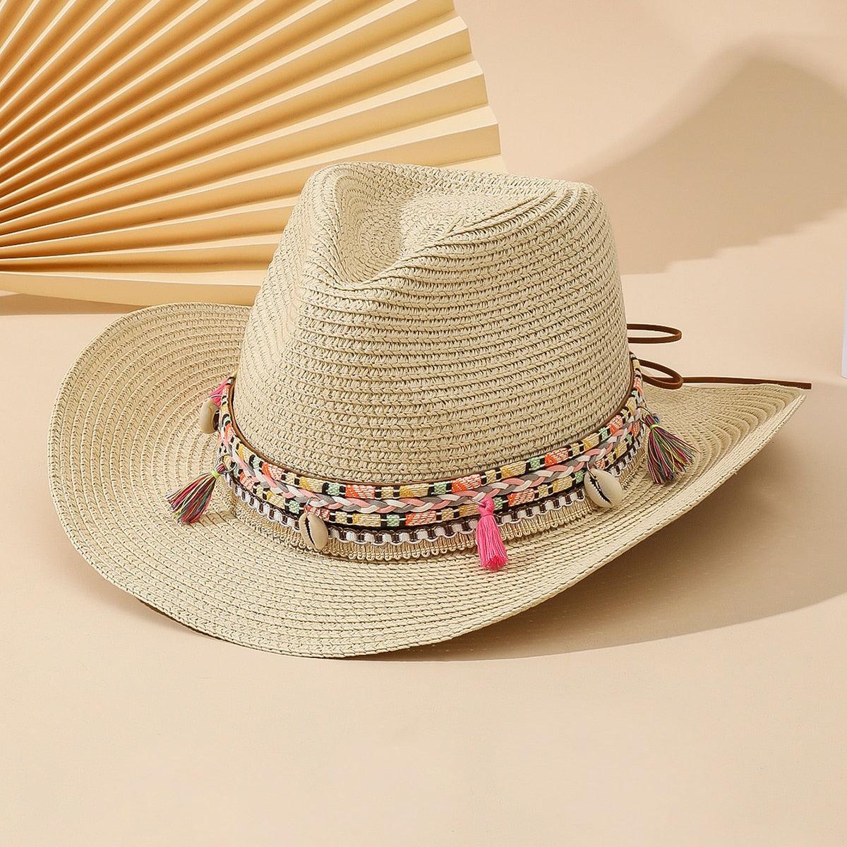 Elegant Tassel Straw Bucket Hat - Foldable Beach Sun Hat