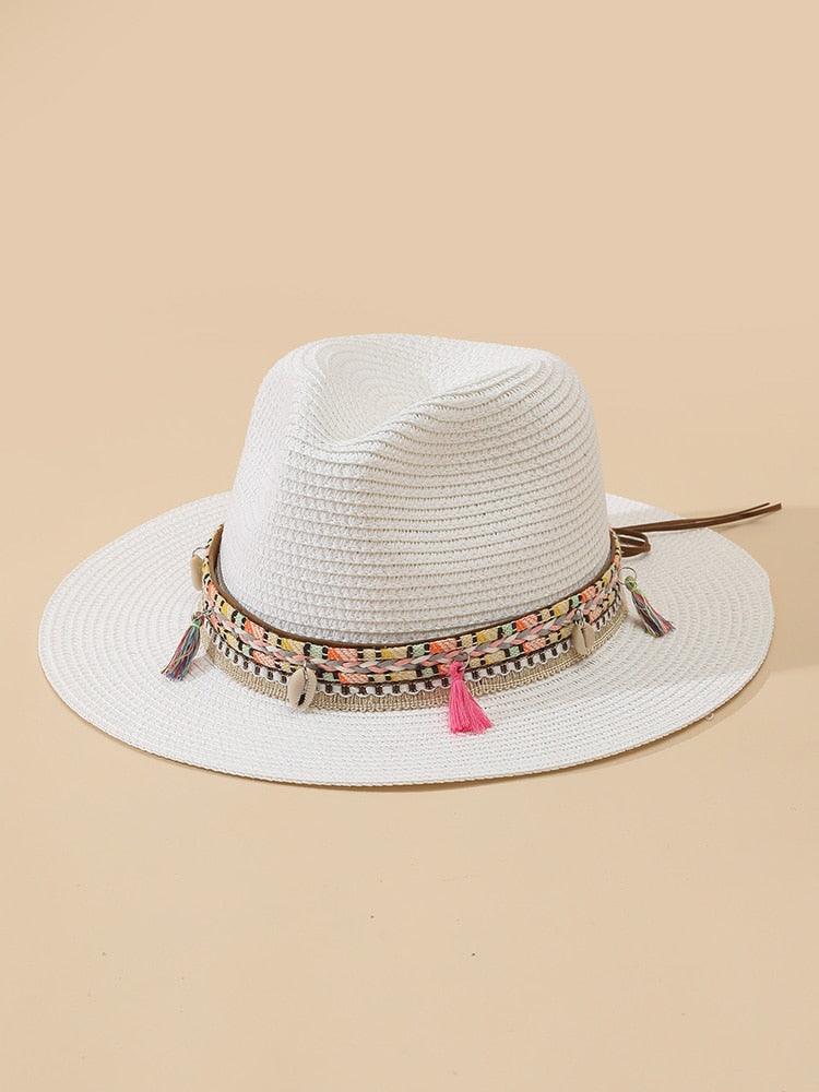 Elegant Tassel Straw Bucket Hat - Foldable Beach Sun Hat