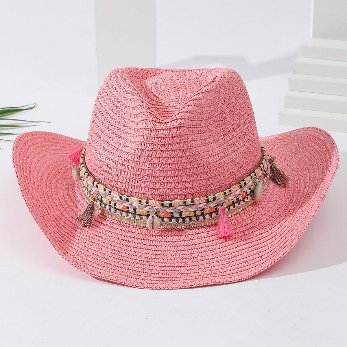 Elegant Tassel Straw Bucket Hat - Foldable Beach Sun Hat