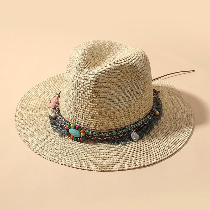 Elegant Tassel Straw Bucket Hat - Foldable Beach Sun Hat