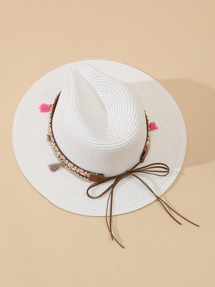 Elegant Tassel Straw Bucket Hat - Foldable Beach Sun Hat