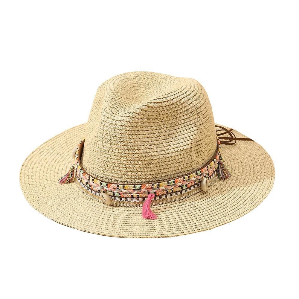 Elegant Tassel Straw Bucket Hat - Foldable Beach Sun Hat