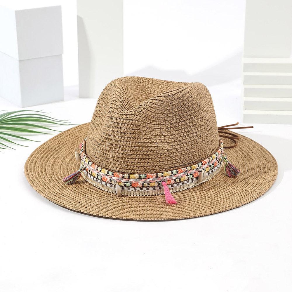 Elegant Tassel Straw Bucket Hat - Foldable Beach Sun Hat