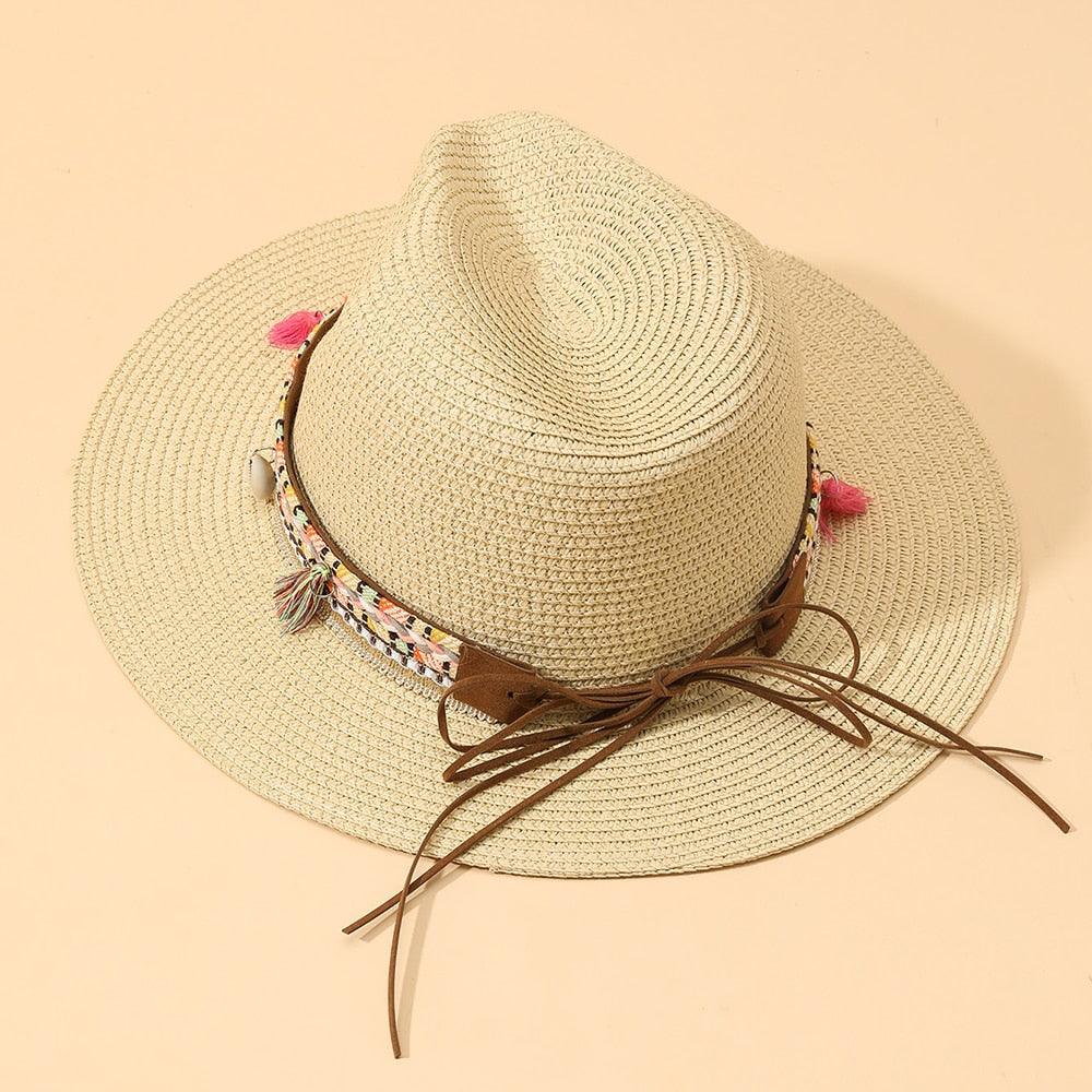 Elegant Tassel Straw Bucket Hat - Foldable Beach Sun Hat