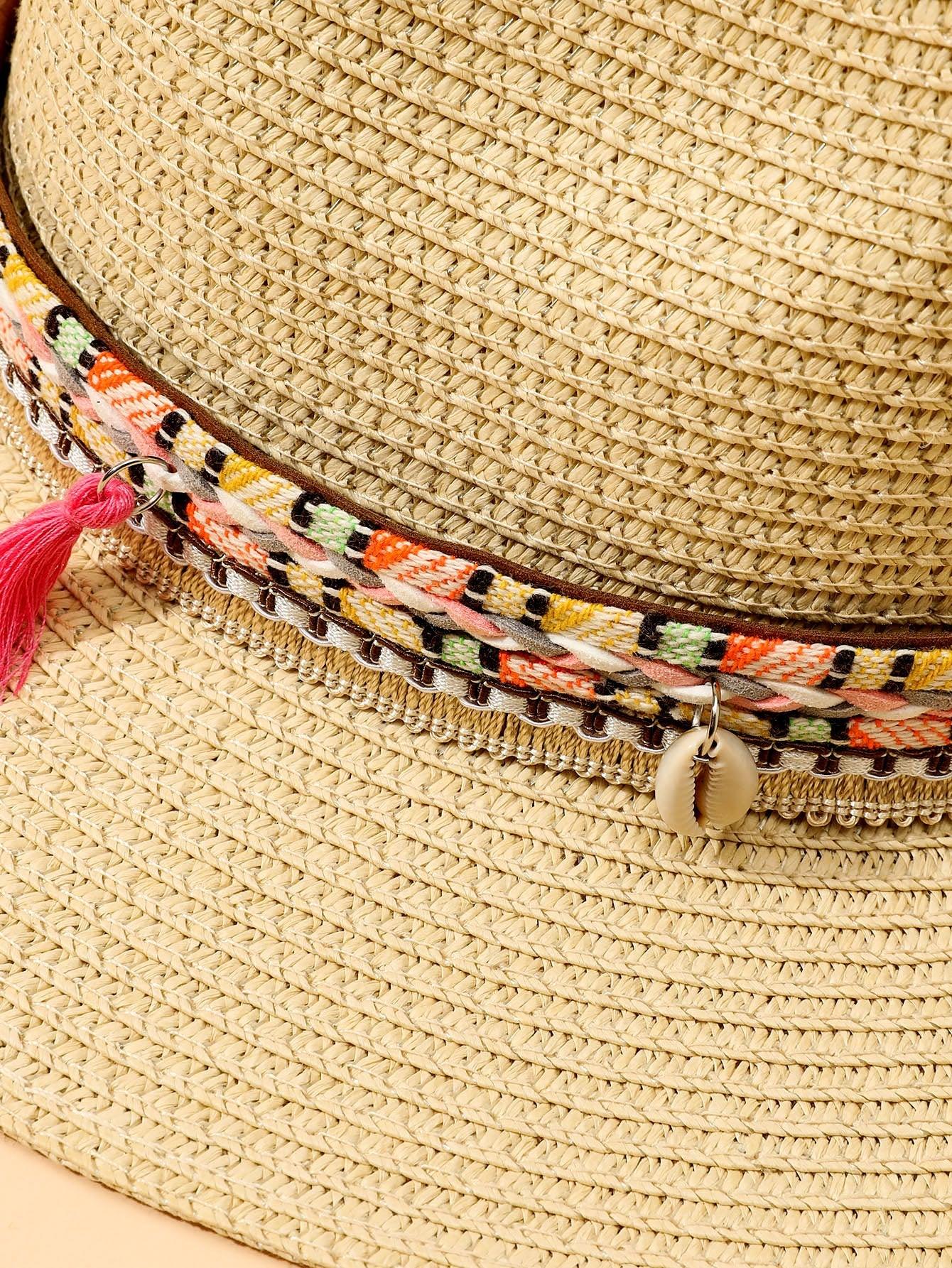 Elegant Tassel Straw Bucket Hat - Foldable Beach Sun Hat