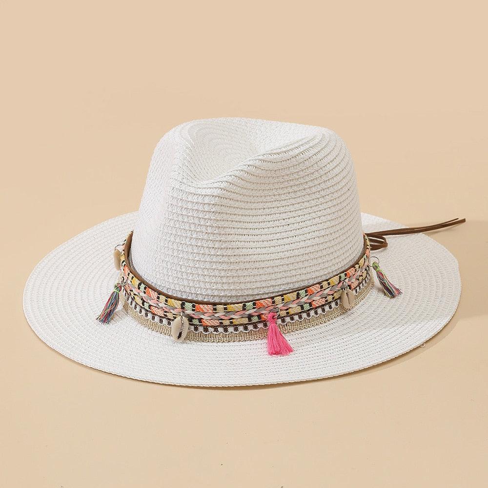 Elegant Tassel Straw Bucket Hat - Foldable Beach Sun Hat