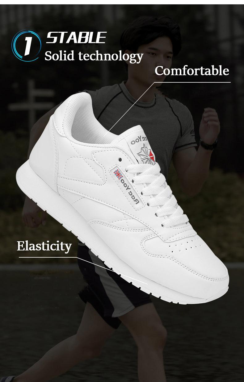Elegant White Leather Minimalist Unisex Trainers