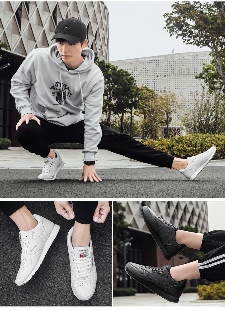 Elegant White Leather Minimalist Unisex Trainers