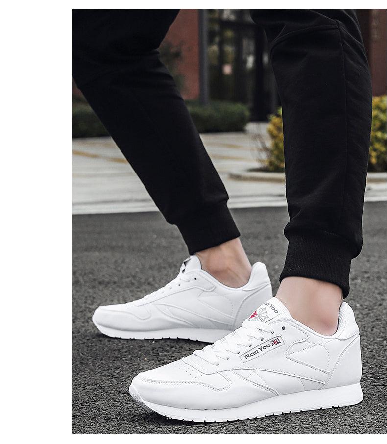Elegant White Leather Minimalist Unisex Trainers